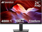 SANSUI Monitor 24 Inch 100Hz PC Monitor, HDMI VGA Ports VESA Mount, FHD by SANSUI