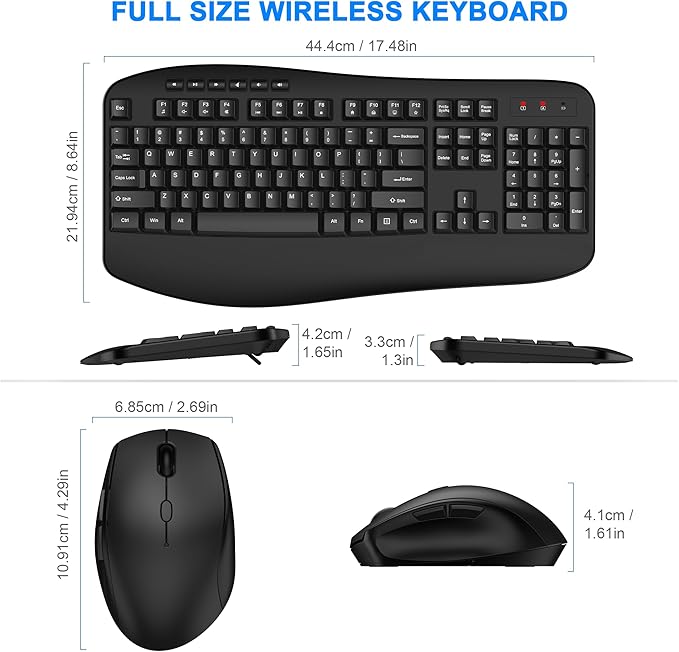 Wireless Keyboard and Mouse Combo, EDJO 2.4G Full-Sized Ergonomic Computer - Image 6