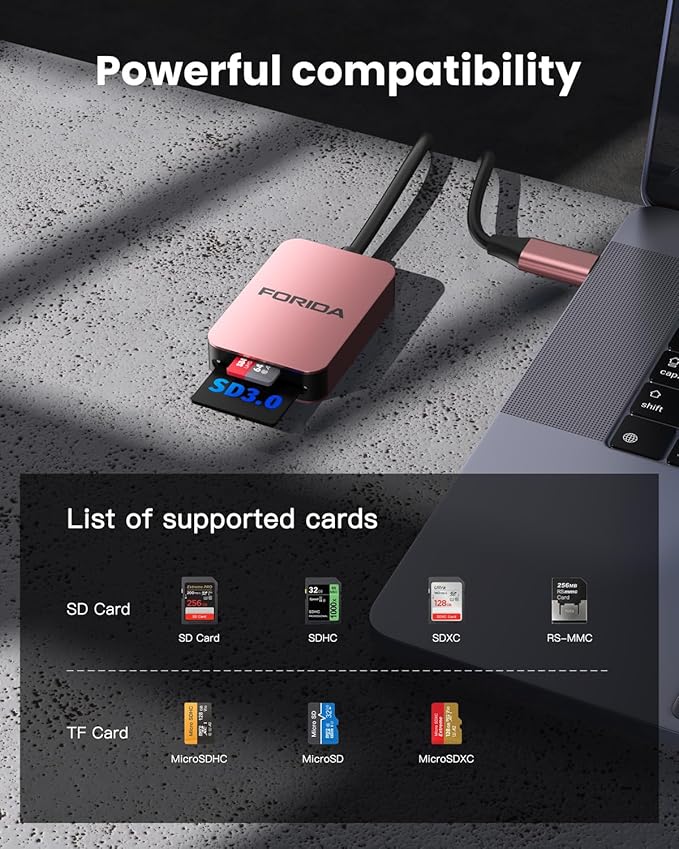 FORIDA SD Card Reader, 2 in 1 Micro SD Card Reader USB C 3.0 High Speed Dual - Image 7