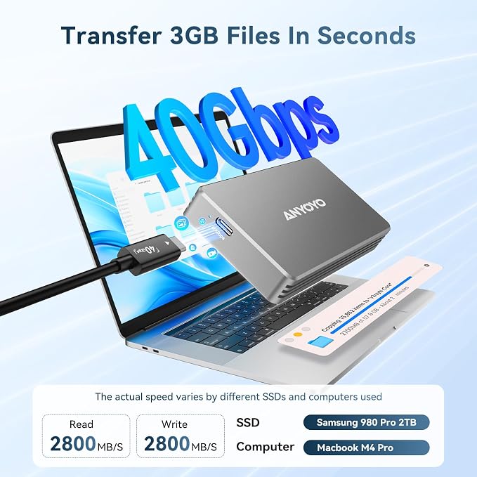 ANYOYO 40Gbps M.2 NVMe SSD Enclosure - Image 2