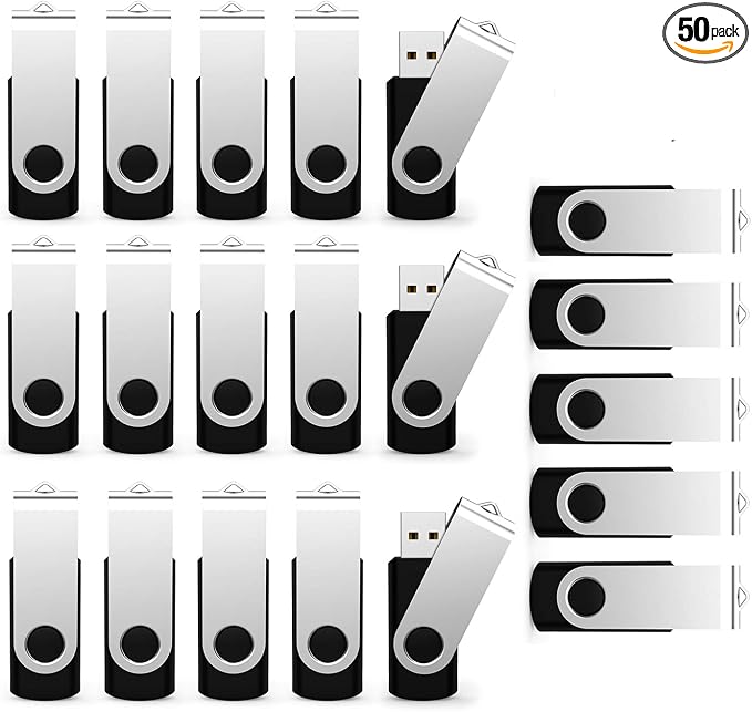 USB Flash Drive 32GB 50 Pack, Bulk USB 2.0 Flash Drives Thumb Drive Swivel by Maspen