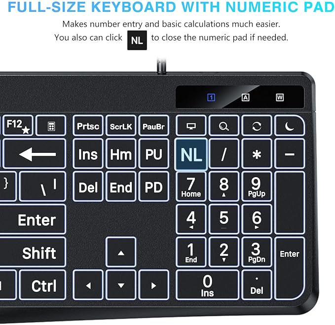 OMOTON Large Print Backlit Keyboard - Image 8