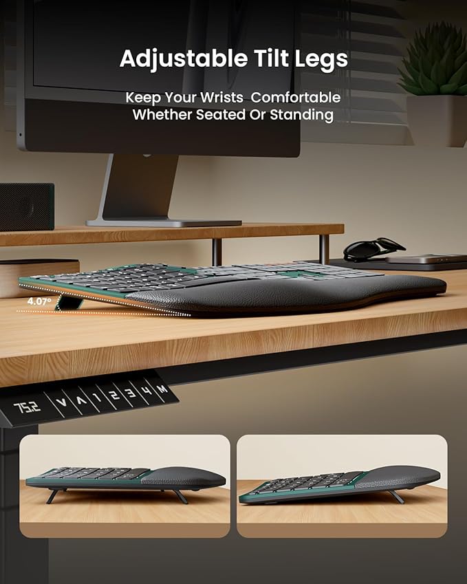 ProtoArc Ergonomic Wireless Keyboard Mouse, EKM01 Plus Full Size Ergo Bluetooth - Image 4