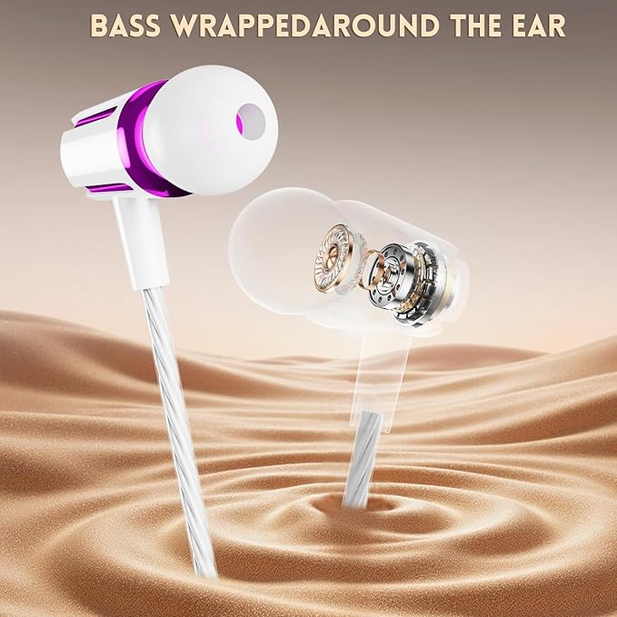 Earbuds Wired with Microphone, 5 Pack Wired Headphones with Powerful Heavy Bass - Image 2