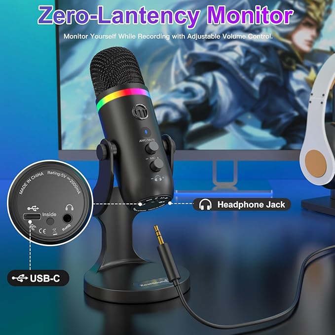 ZealSound Podcast Microphone for PC, USB Noise Cancelling Mic - Image 5