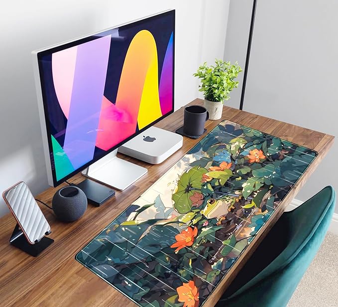 Anime Frog Mouse Pad Desk Mat Cure Frogs On Rainy Days Green Desk Decor Mat - Image 6