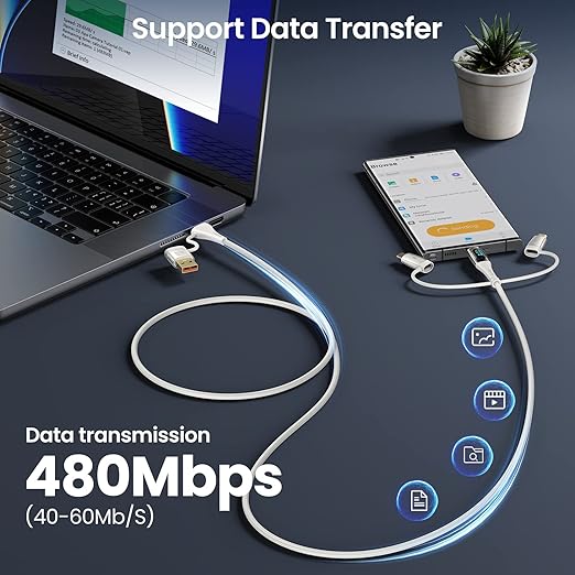 USB C to Multi Charging Cable, USAMS 100W 4FT 5A Type C to Type C Fast Charger - Image 6