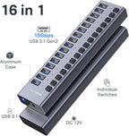 Powered USB 3.1 Hub, ACASIS 16 Ports USB 3.1 Hub - Image 2