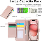 Compatible with iPhone 15 Pro Wallet Phone Case-PU Leather Magnetic Flip Cover - Image 9