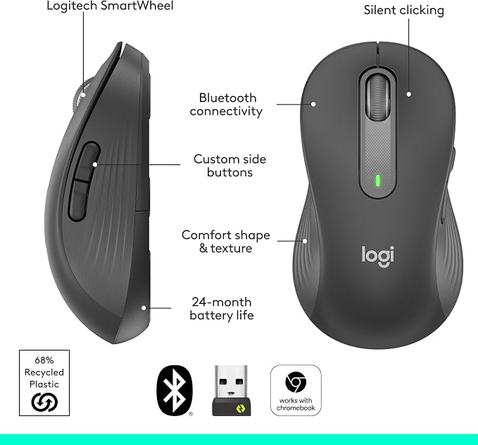 Logitech Left Handed Wireless Mouse Signature M650 L Full Size - Image 7