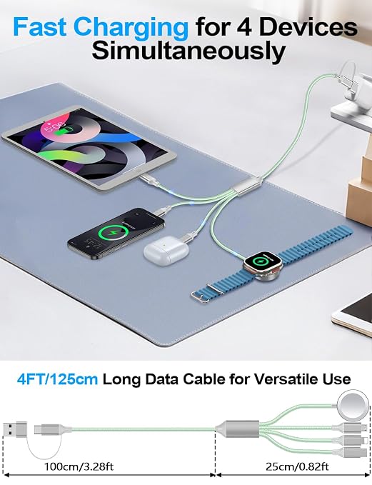 2 Pack Charging Cable for Apple Watch Charger/Samsung/iPhone Charger, - Image 3