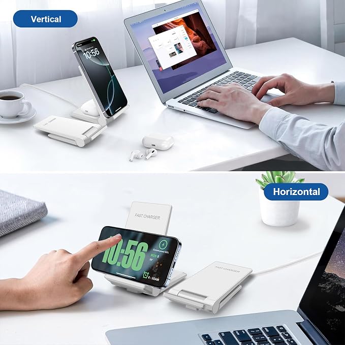 PDKUAI 2 in 1 Wireless Charger, 25W Foldable Wireless Charging Station - Image 2
