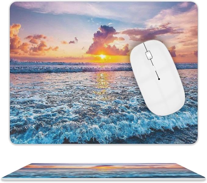 Sunset Ocean Wave Mouse Pad, Square Mousepad, Waterproof Mouse Mat Non-Slip by CANFLASHION