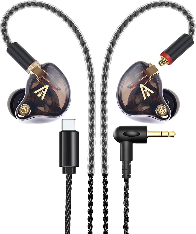 Vibes 201C Wired Earbuds in-Ear Headphones, USB C to 3.5mm Adapter & Braided by AudiovanceHeadphones