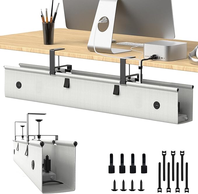 Under Desk Cable Management Tray, 40-inch No-Drill Cord Organizer by Unknown