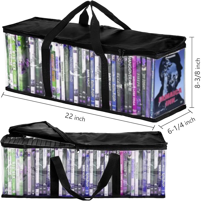 Fasmov 6 Pcs DVD Storage Bags Hold up to 240 DVDs, Water Resistant DVD Holder - Image 2