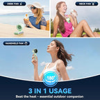 Portable Handheld Turbo Fan, 5 Gear Wind, Battery Operated, 3 IN 1 Hand Fan - Image 4