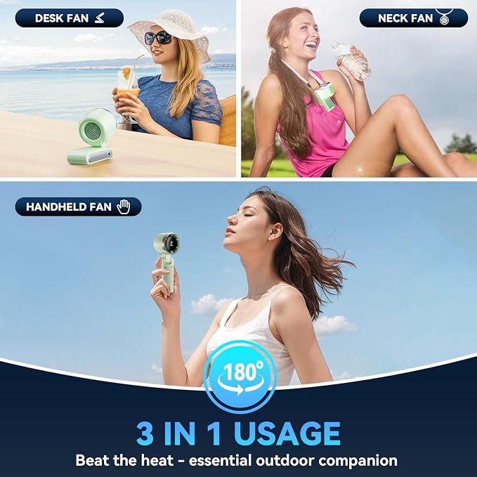 Portable Handheld Turbo Fan, 5 Gear Wind, Battery Operated, 3 IN 1 Hand Fan - Image 4