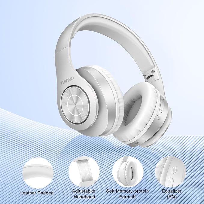 TUINYO Bluetooth Headphones Wireless, Over Ear Stereo Wireless Headset 40H - Image 5
