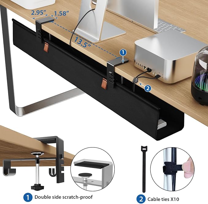 Zilink No Dril Under Desk Cable Management Tray 30" Standing Desk Cable - Image 3