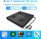 External CD/DVD Drive for Laptop, 8-in-1 USB3.0 DVD Player, Compatible Windows - Image 2