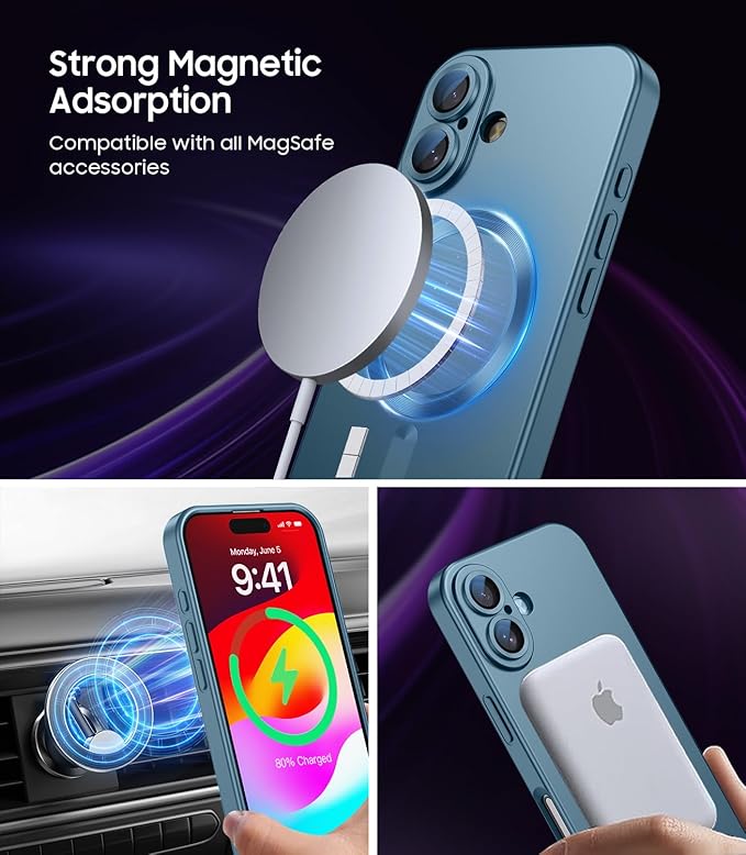 Magnetic for iPhone 16 Plus Case Slim Soft Silicone Bumper Shockproof Metallic - Image 3