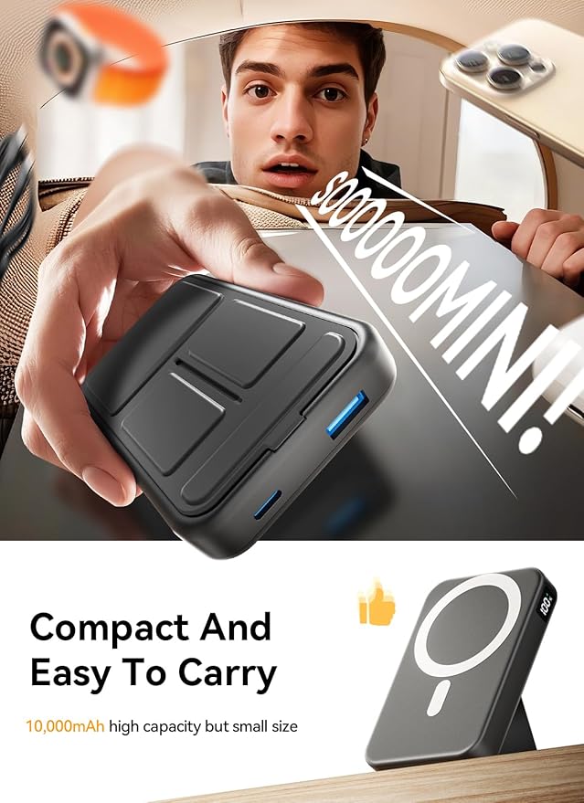 Magnetic Portable Charger, 10000mAh Wireless Power Bank - Image 6