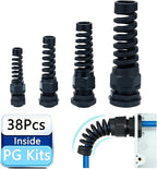 38 Pcs Waterproof Cable Gland, PG7、PG9、PG13.5、PG21 Thread 3~18mm, waterproof by Aandxmok