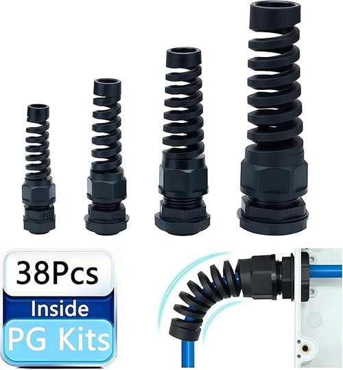 38 Pcs Waterproof Cable Gland, PG7、PG9、PG13.5、PG21 Thread 3~18mm, waterproof by Aandxmok