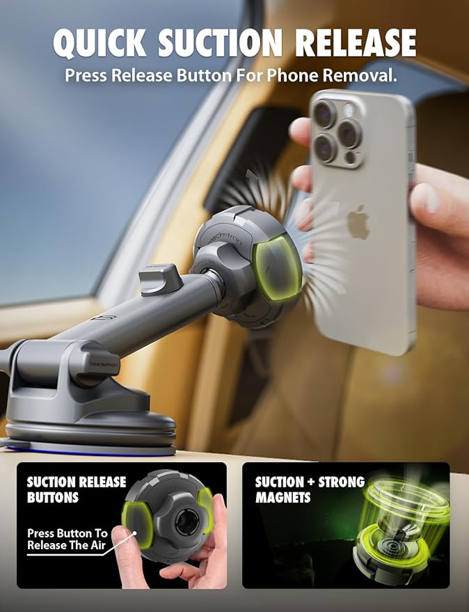 Bracketron MagSafe Car Mount, MagAlign Max Magnetic Phone Holder - Image 6