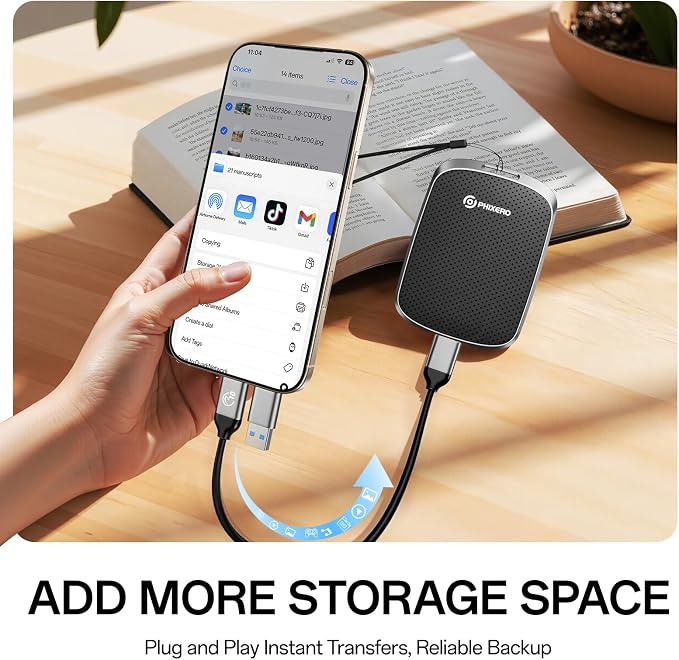 PHIXERO P5PLUS Portable SSD 512GB Up to 550MB/s, USB 3.2 Gen 2 External Solid - Image 3
