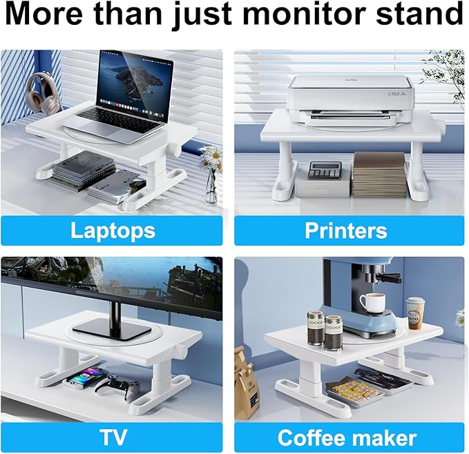 Monitor Stand Riser for Desk, 360°Rotation Freely Height Adjustable by Knob - Image 6