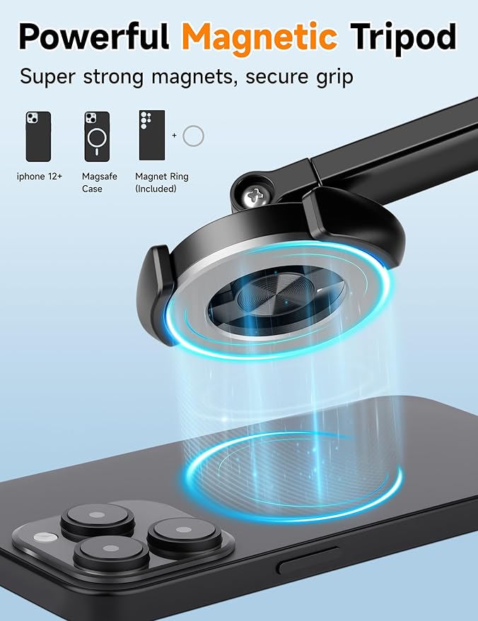Magnetic Tripod for iPhone, Extendable Cell Phone Stand for Recording Travel - Image 2