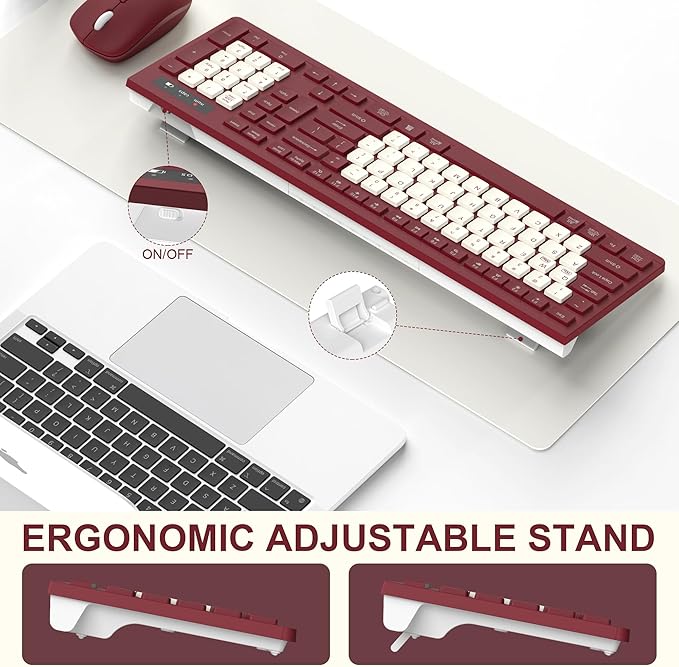 Wireless Keyboard and Mouse Combo, Full-Sized Wireless Keyboard and Adjustable - Image 6