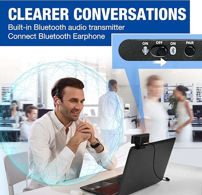 Webcam with Headset and Microphone, 1080P Webcam with Privacy Cover, Plug and - Image 2