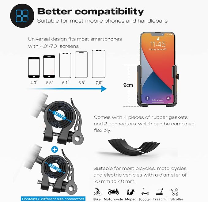 New Upgraded Bike Phone Mount Holder Two Connectors Quickly Lock and Release - Image 4