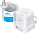 TOPREK Power Strip 25 FT Extra Long Extension Cord | Flat Plug Surge Protector by TOPREK