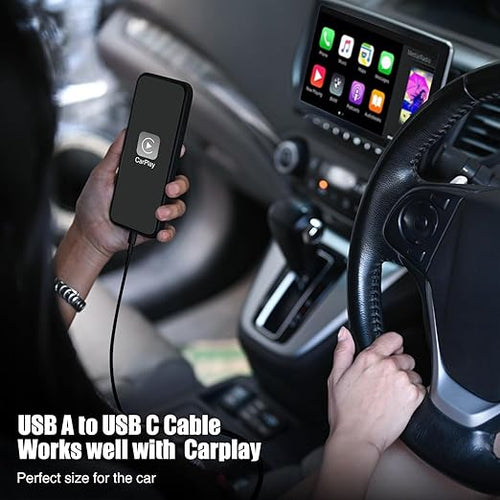 3-Pack Black USB A to USB C Cable，USB to USB C Car Carplay Cable - Image 2