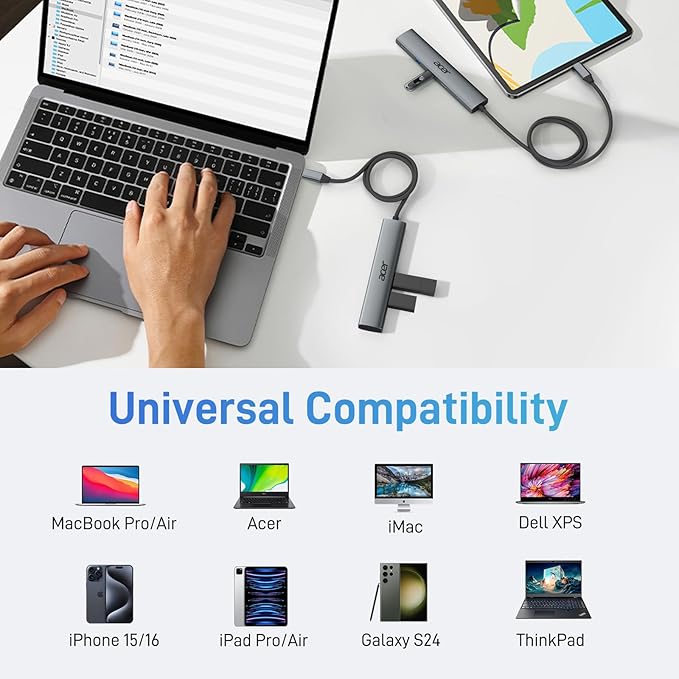 Acer USB C Hub 5 in 1 with 4K HDMI, 100W Power Delivery, 3 USB A Data Ports - Image 8