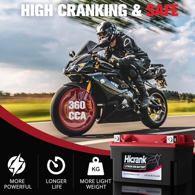 YTZ10S Lithium 12V 6Ah 360CCA LiFePO4 Motorcycle Battery, Powersports Battery - Image 5
