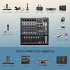8 Channel Streaming Audio Mixer, Sound Board Mixing Console - Image 6