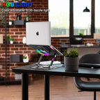 Laptop Stand, with 360°Rotating Base, External Cooling Fan, Adjustable RGB - Image 3
