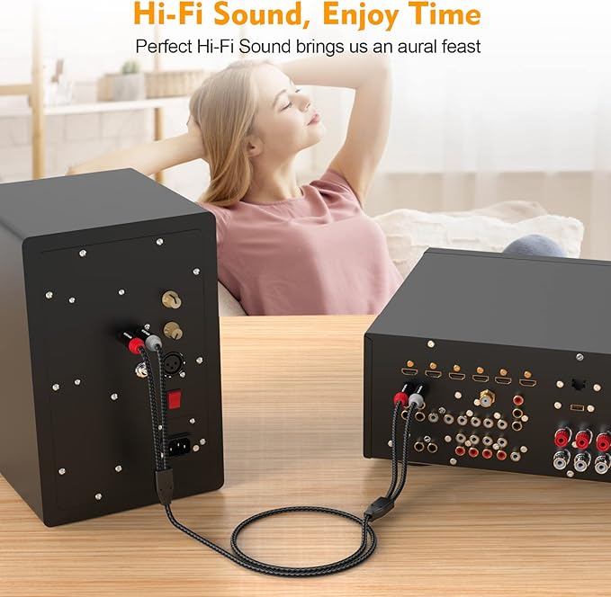 HOSONGIN RCA Cables 6.6ft 2 Pack, 2-Male to 2-Male RCA Audio Stereo Subwoofer - Image 6
