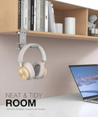 Foldable Headphone Stand and Hook – Aluminum Headset Holder Clamp Mount Under - Image 2
