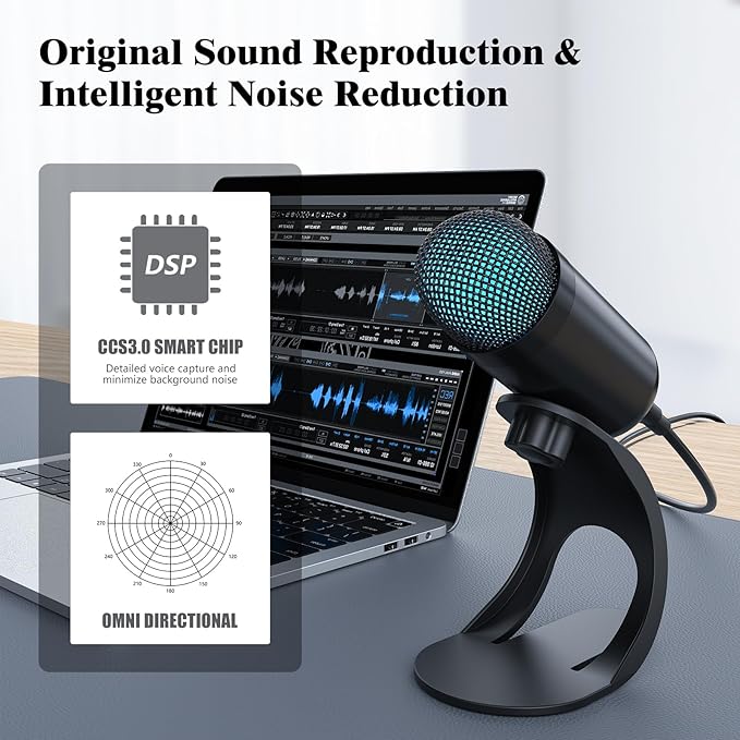 LIANGSTAR USB Computer Microphone, Podcast Mic Desktop - Image 2