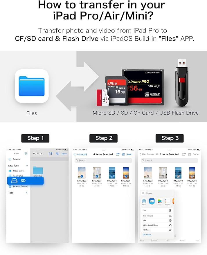 USB C SD Card Reader, ChiaoPio 4 in 1 USB-C to SD Memory Card Adapter - Image 8