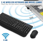 Wireless Keyboard and Mouse Combo, EDJO 2.4G Full-Sized Ergonomic Computer - Image 3