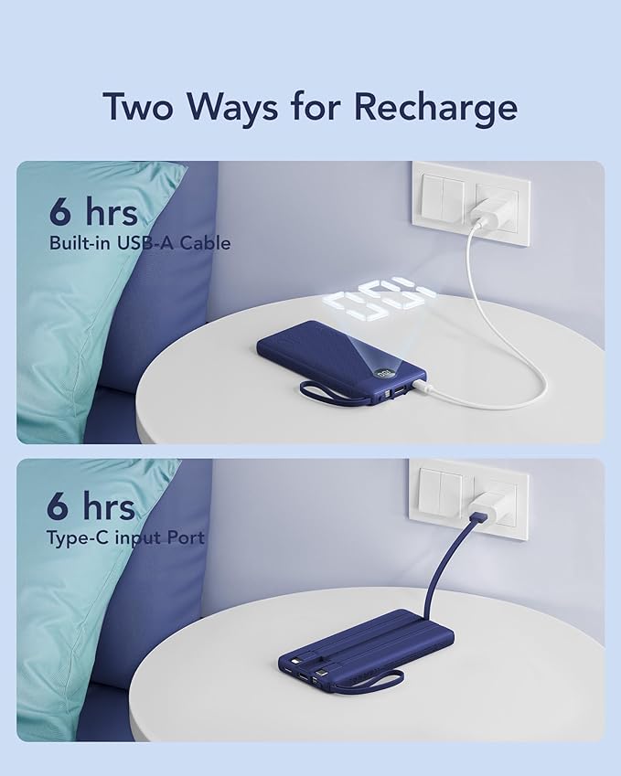 VRURC Portable Charger Power Bank, 10000mAh Travel Essentials, 5 Outputs 2 - Image 7