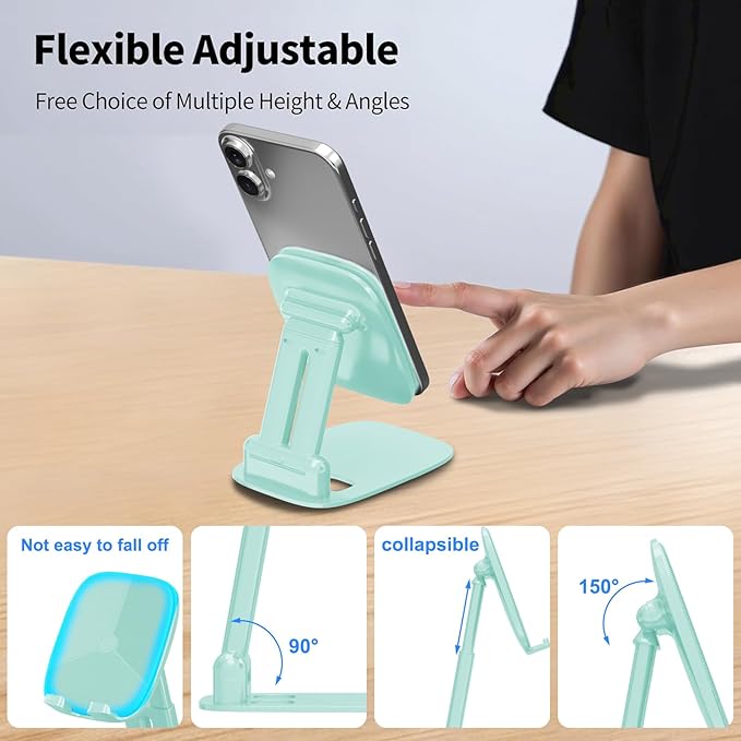 DEERLAMN Cell Phone Stand for Desk, Height Adjustable Cell Phone Holder - Image 4