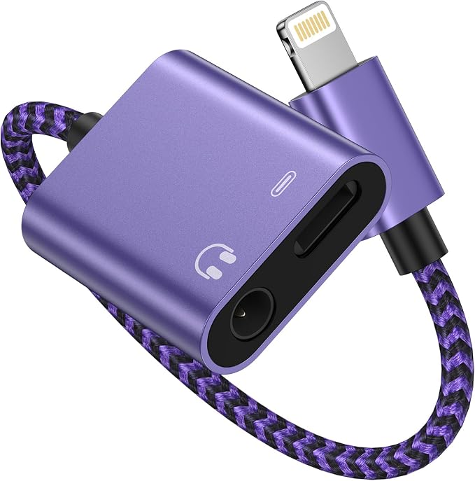 iPhone Dongle Headphone and Charger 2 in 1, Lightning to 3.5mm Audio Jack + by Ocbuo